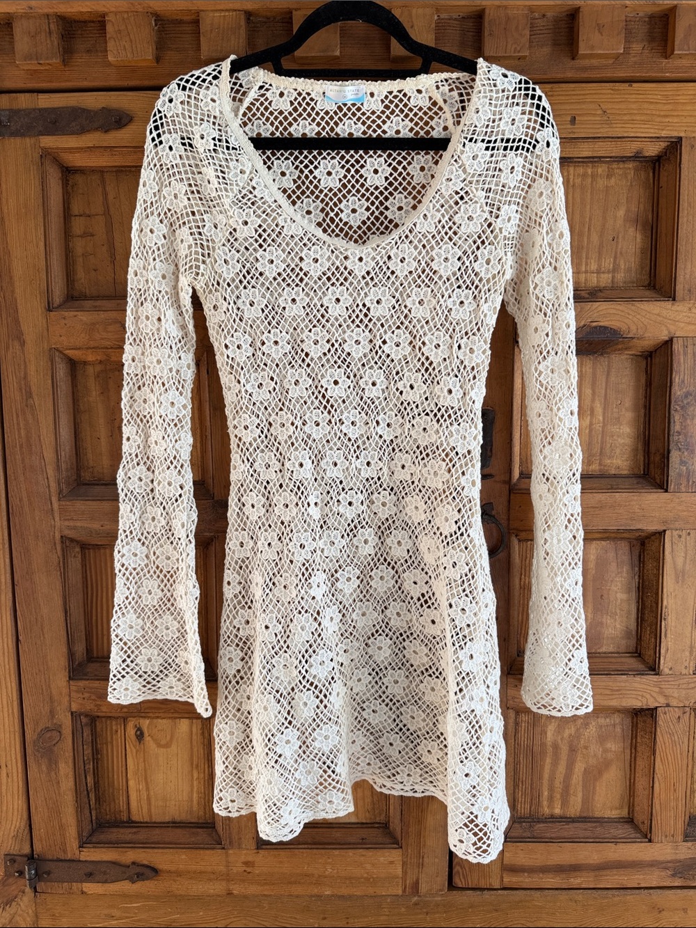 Altar'd State Cream Crochet Lace Long Sleeve Dress